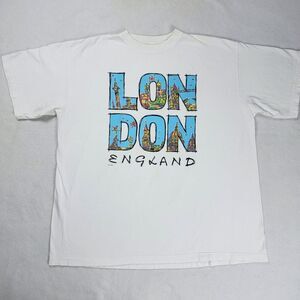 Vintage London England T-Shirt Men's Size Large White Short Sleeve Travel Fandom